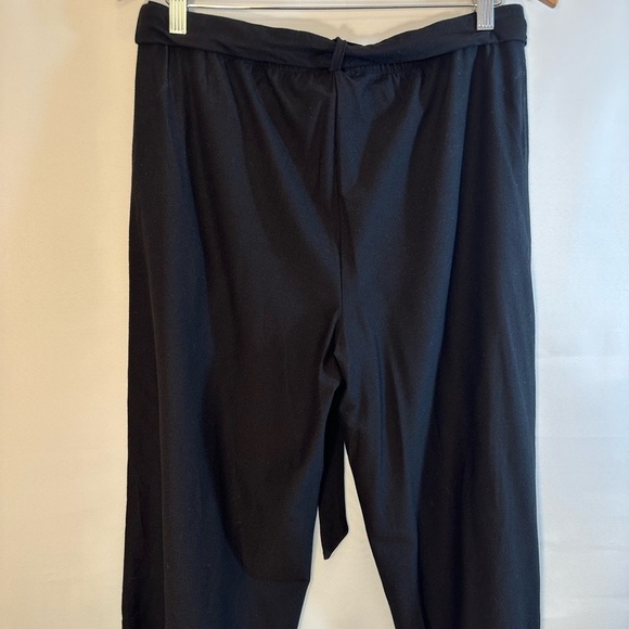 Eileen Fisher Cropped Black Pants Stretch Wide Leg Tie Belt Loop Pockets Side M - Picture 7 of 7